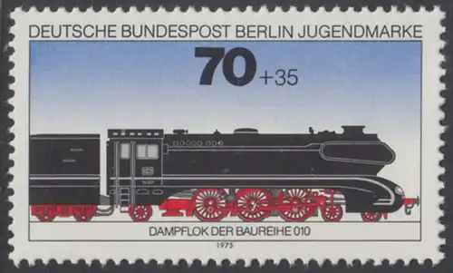 BERLIN 1975 Michel-Nummer 491 postfrisch EINZELMARKE - Lokomotiven: Dampflok Baureihe 10