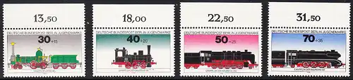 BERLIN 1975 Michel-Nummer 488-491 postfrisch SATZ(4) EINZELMARKEN RÄNDER oben (b) - Lokomotiven