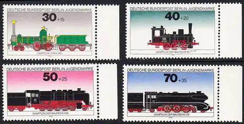 BERLIN 1975 Michel-Nummer 488-491 postfrisch SATZ(4) EINZELMARKEN RÄNDER rechts - Lokomotiven