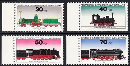 BERLIN 1975 Michel-Nummer 488-491 postfrisch SATZ(4) EINZELMARKEN RÄNDER links - Lokomotiven