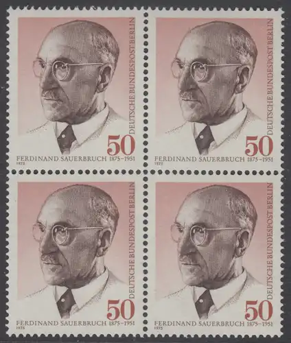 BERLIN 1975 Michel-Nummer 492 postfrisch BLOCK - Prof. Ferdinand Sauerbruch, Chirurg