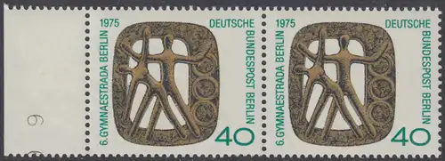 BERLIN 1975 Michel-Nummer 493 postfrisch horiz.PAAR RAND links - Gymnaestrada, Berlin