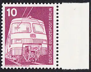 BERLIN 1975 Michel-Nummer 495 postfrisch EINZELMARKE RAND rechts - Industrie und Technik: Nahverkehrs-Triebzug ET 420/421