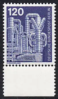 BERLIN 1975 Michel-Nummer 503 postfrisch EINZELMARKE RAND unten - Industrie und Technik: Chemieanlage zur Erzeugung von Styrol