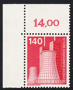 BERLIN 1975 Michel-Nummer 504 postfrisch EINZELMARKE ECKRAND oben links - Industrie und Technik: Heizkraftwerk