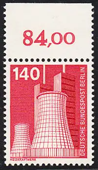 BERLIN 1975 Michel-Nummer 504 postfrisch EINZELMARKE RAND oben (d) - Industrie und Technik: Heizkraftwerk