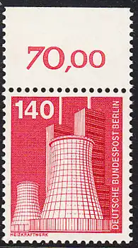 BERLIN 1975 Michel-Nummer 504 postfrisch EINZELMARKE RAND oben (c) - Industrie und Technik: Heizkraftwerk