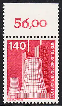 BERLIN 1975 Michel-Nummer 504 postfrisch EINZELMARKE RAND oben (b) - Industrie und Technik: Heizkraftwerk