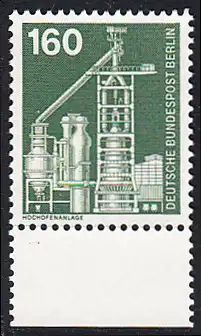 BERLIN 1975 Michel-Nummer 505 postfrisch EINZELMARKE RAND unten - Industrie und Technik: Großhochofen mit Winderhitzeranlage