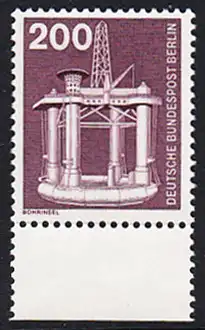 BERLIN 1975 Michel-Nummer 506 postfrisch EINZELMARKE RAND unten - Industrie und Technik: Bohrinsel