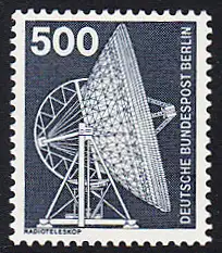 BERLIN 1975 Michel-Nummer 507 postfrisch EINZELMARKE - Industrie und Technik: Radioteleskop