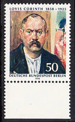 BERLIN 1975 Michel-Nummer 509 postfrisch EINZELMARKE RAND unten - Lovis Corinth, Maler und Grafiker