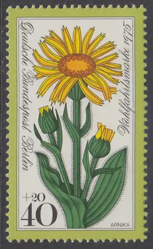 BERLIN 1975 Michel-Nummer 511 postfrisch EINZELMARKE - Alpenblumen: Arnika
