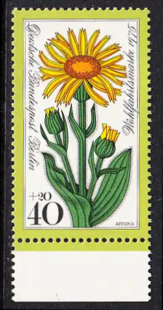 BERLIN 1975 Michel-Nummer 511 postfrisch EINZELMARKE RAND unten - Alpenblumen: Arnika