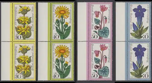 BERLIN 1975 Michel-Nummer 510-513 postfrisch SATZ(4) vert.PAARE RÄNDER links - Alpenblumen