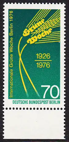 BERLIN 1976 Michel-Nummer 516 postfrisch EINZELMARKE RAND unten - Internationale Grüne Woche