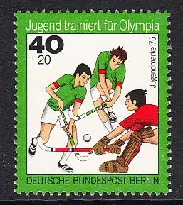 BERLIN 1976 Michel-Nummer 518 postfrisch EINZELMARKE - Jugend trainiert für Olympia: Hockey