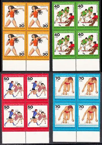 BERLIN 1976 Michel-Nummer 517-520 postfrisch SATZ(4) BLÖCKE RÄNDER unten - Jugend trainiert für Olympia