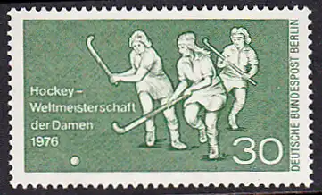 BERLIN 1976 Michel-Nummer 521 postfrisch EINZELMARKE - Hockey-Weltmeisterschaft der Damen, Berlin