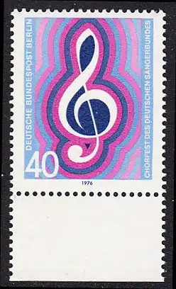 BERLIN 1976 Michel-Nummer 522 postfrisch EINZELMARKE RAND unten - Chorfest des Deutschen Sängerbundes, Berlin