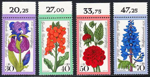 BERLIN 1976 Michel-Nummer 524-527 postfrisch SATZ(4) EINZELMARKEN RÄNDER oben (e) - Gartenblumen
