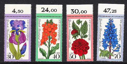 BERLIN 1976 Michel-Nummer 524-527 postfrisch SATZ(4) EINZELMARKEN RÄNDER oben (b) - Gartenblumen
