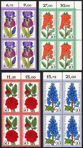 BERLIN 1976 Michel-Nummer 524-527 postfrisch SATZ(4) BLÖCKE RÄNDER oben - Gartenblumen