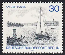 BERLIN 1976 Michel-Nummer 529 postfrisch EINZELMARKE - Berlin-Ansichten: An der Havel