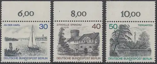 BERLIN 1976 Michel-Nummer 529-531 postfrisch SATZ(3) EINZELMARKEN RÄNDER oben - Berlin-Ansichten