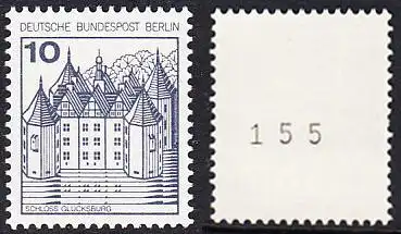 BERLIN 1977 Michel-Nummer 532 postfrisch EINZELMARKE m/ rücks.Rollennummer 155 - Burgen und Schlösser: Schloss Glücksburg