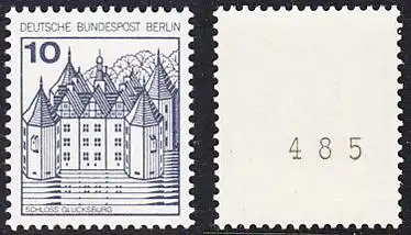 BERLIN 1977 Michel-Nummer 532 postfrisch EINZELMARKE m/ rücks.Rollennummer 485 - Burgen und Schlösser: Schloss Glücksburg