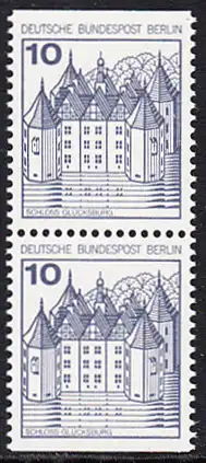 BERLIN 1977 Michel-Nummer 532CD postfrisch vert.PAAR - Burgen und Schlösser: Schloss Glücksburg