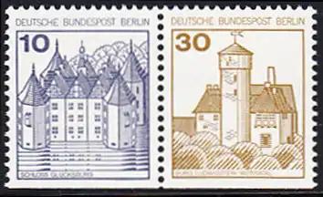BERLIN 1977 Michel-Nummer 532D_534D (W68) postfrisch horiz.PAAR - Burgen und Schlösser: Schloss Glücksburg / Burg Ludwigstein, Werratal