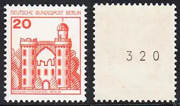 BERLIN 1977 Michel-Nummer 533 postfrisch EINZELMARKE m/ rücks.Rollennummer 320 (a) - Burgen und Schlösser: Schloss Pfaueninsel, Berlin