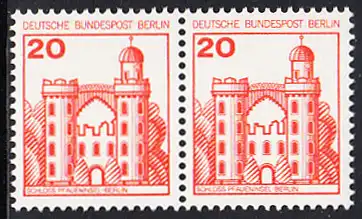 BERLIN 1977 Michel-Nummer 533 postfrisch horiz.PAAR - Burgen und Schlösser: Schloss Pfaueninsel, Berlin