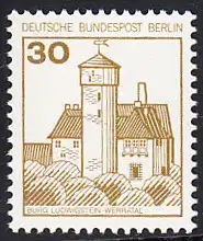 BERLIN 1977 Michel-Nummer 534 postfrisch EINZELMARKE - Burgen und Schlösser: Burg Ludwigstein, Werratal