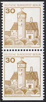BERLIN 1977 Michel-Nummer 534CD postfrisch vert.PAAR - Burgen und Schlösser: Burg Ludwigstein, Werratal 