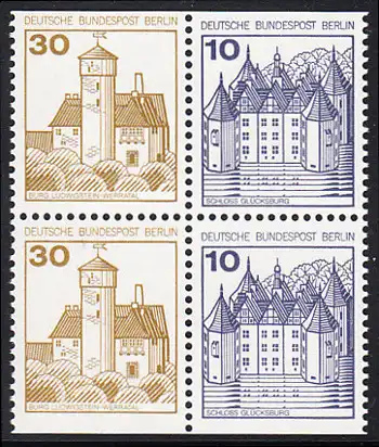 BERLIN 1977 Michel-Nummer 534C_532C (W65/W66) postfrisch BLOCK - Burgen und Schlösser: Burg Ludwigstein, Werratal / Schloss Glücksburg