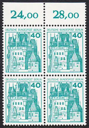 BERLIN 1977 Michel-Nummer 535 postfrisch BLOCK RÄNDER oben (b) - Burgen und Schlösser: Burg Eltz