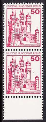 BERLIN 1977 Michel-Nummer 536 postfrisch vert.PAAR RAND unten - Burgen und Schlösser: Schloss Neuschwanstein