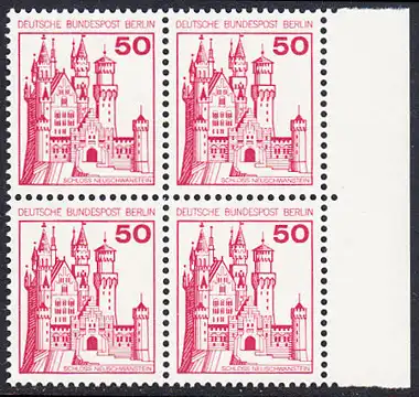 BERLIN 1977 Michel-Nummer 536 postfrisch BLOCK RÄNDER rechts - Burgen und Schlösser: Schloss Neuschwanstein