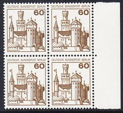 BERLIN 1977 Michel-Nummer 537 postfrisch BLOCK RÄNDER rechts - Burgen und Schlösser: Marksburg