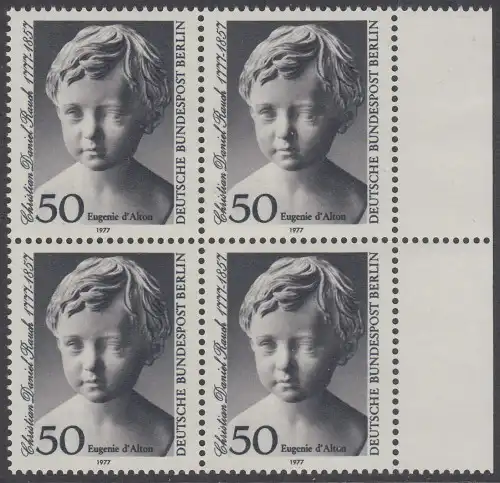 BERLIN 1977 Michel-Nummer 541 postfrisch BLOCK RÄNDER rechts - Christian Daniel Rauch, Bildhauer