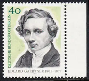 BERLIN 1977 Michel-Nummer 542 postfrisch EINZELMARKE RAND rechts - Eduard Gaertner, Architekturmaler