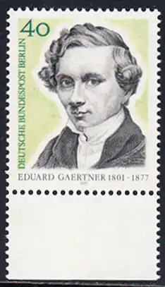 BERLIN 1977 Michel-Nummer 542 postfrisch EINZELMARKE RAND unten - Eduard Gaertner, Architekturmaler