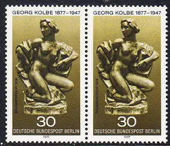 BERLIN 1977 Michel-Nummer 543 postfrisch horiz.PAAR - Georg Kolbe, Maler und Bildhauer