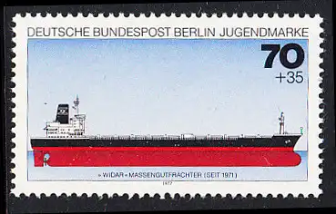 BERLIN 1977 Michel-Nummer 547 postfrisch EINZELMARKE - Deutsche Schiffe: Massengutfrachter Widar