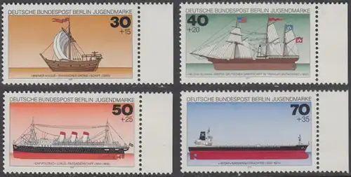 BERLIN 1977 Michel-Nummer 544-547 postfrisch SATZ(4) EINZELMARKEN RÄNDER rechts - Deutsche Schiffe