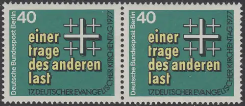 BERLIN 1977 Michel-Nummer 548 postfrisch horiz.PAAR - Deutscher Evangelischer Kirchentag, Berlin