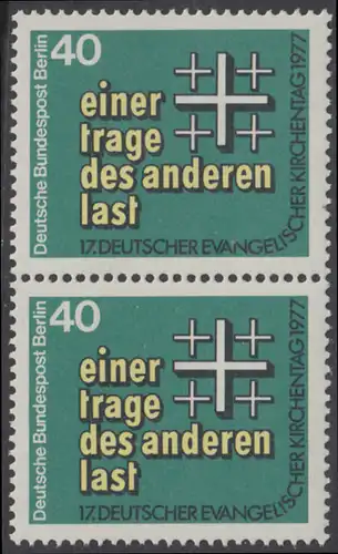 BERLIN 1977 Michel-Nummer 548 postfrisch vert.PAAR - Deutscher Evangelischer Kirchentag, Berlin